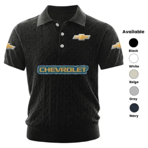 Chevrolet Polo Shirt Men Knitted Top Texture, Short Sleeve