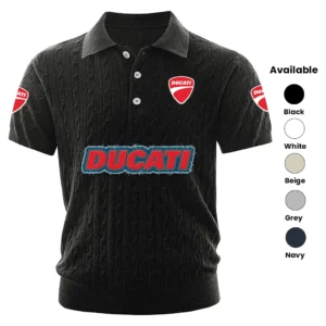 Ducati Motor Holding Polo Shirt Men Knitted Top Texture, Short Sleeve