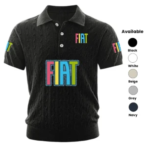 Fiat Polo Shirt Men Knitted Top Texture, Short Sleeve