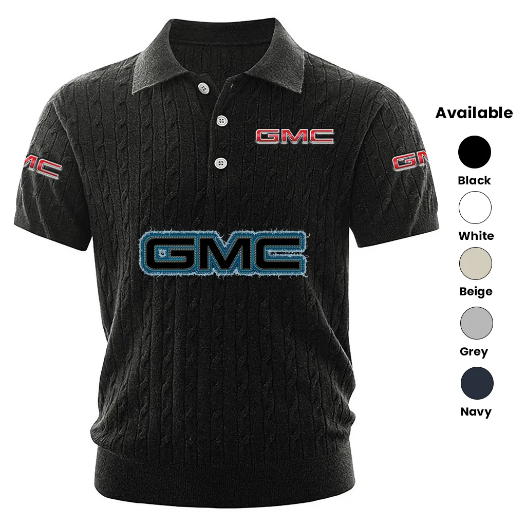 GMC Men’s Polo Shirt Knitted Top Texture, Short Sleeve GMC Men's Polo Shirt Knitted Top Texture, Short Sleeve