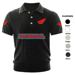 Honda Motorcycles Polo Shirt Men Knitted Top Texture, Short Sleeve