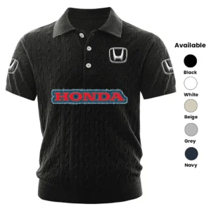 Honda Polo Shirt Men Knitted Top Texture, Short Sleeve