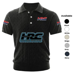 HRC Honda Racing Polo Shirt Men Knitted Top Texture, Short Sleeve