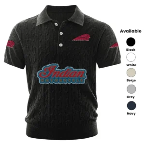 Indian Motorcycle Polo Shirt Men Knitted Top Texture, Short Sleeve
