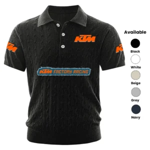 Red Bull KTM Factory Racing Polo Shirt Men Knitted Top Texture, Short Sleeve
