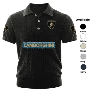 Lamborghini Polo Shirt Men Knitted Top Texture, Short Sleeve