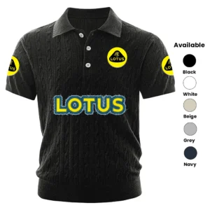Lotus Cars  Polo Shirt Men Knitted Top Texture, Short Sleeve