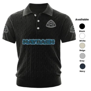 Mercedes Maybach Polo Shirt Men Knitted Top Texture, Short Sleeve
