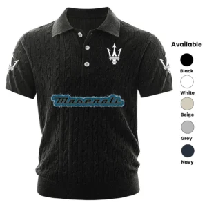 Maserati Polo Shirt Men Knitted Top Texture, Short Sleeve