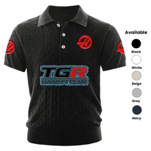 TGR Haas F1 Team Polo Shirt Men Knitted Top Texture, Short Sleeve