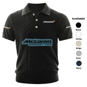 McLaren Racing Polo Shirt Men Knitted Top Texture, Short Sleeve