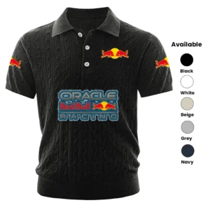 Oracle Red Bull Racing Polo Shirt Men Knitted Top Texture, Short Sleeve