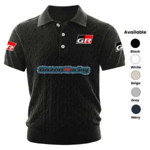 Toyota Gazoo Racing Polo Shirt Men Knitted Top Texture, Short Sleeve