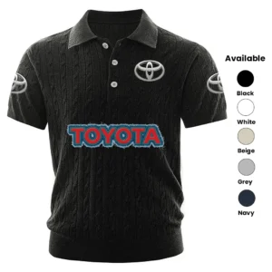 Toyota Polo Shirt Men Knitted Top Texture, Short Sleeve