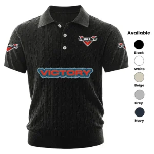Victory Motorcycles Polo Shirt Men Knitted Top Texture, Short Sleeve