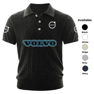 Volvo Polo Shirt Men Knitted Top Texture, Short Sleeve