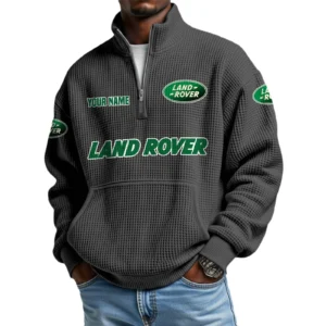 Land Rover Men’s Quarter Zip Pullover Sweatshirt Waffle Knit Pocket Customize Name