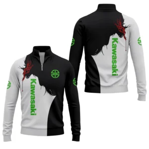 Kawasaki Men’s Stand Collar Quarter Zip Pullover Sweatshirt