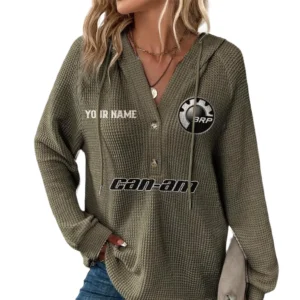 Can Am BRP Women's Waffle Knit V-Neck Hoodie Customize Name