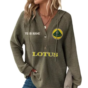 Lotus Car Women's Waffle Knit V-Neck Hoodie Customize Name