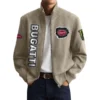 Bugatti Men’s Suede Stand Collar Bomber Jacket Long Sleeve Dressy Pockets