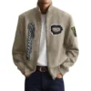 Cadillac Men’s Suede Stand Collar Bomber Jacket Long Sleeve Dressy Pockets