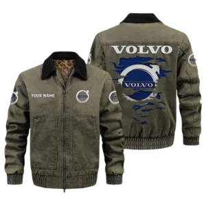 Volvo Men's Vintage Jacket Contrast Collar Zip Up Outerwear