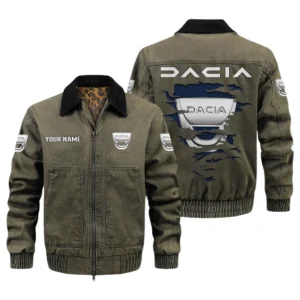 Dacia Men's Vintage Jacket Contrast Collar Zip Up Outerwear
