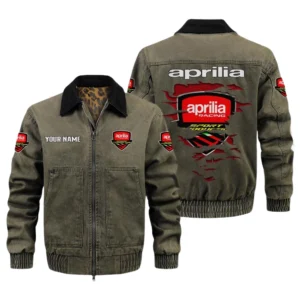 Aprilia Men's Vintage Jacket Contrast Collar Zip Up Outerwear
