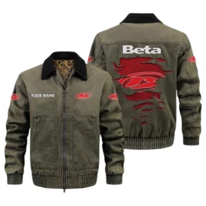 Beta Motorcycle Men's Vintage Jacket Contrast Collar Zip Up Outerwear