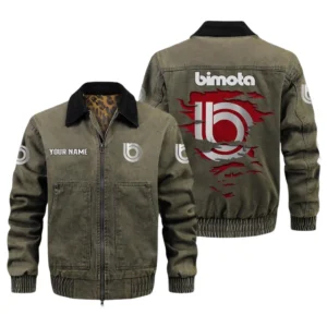 Bimota Men's Vintage Jacket Contrast Collar Zip Up Outerwear