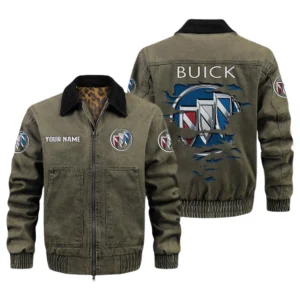 Buick Men's Vintage Jacket Contrast Collar Zip Up Outerwear