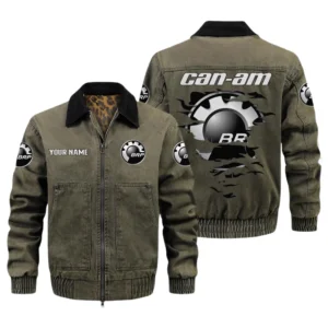 Can Am BRP Men's Vintage Jacket Contrast Collar Zip Up Outerwear