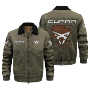 Cupra Men's Vintage Jacket Contrast Collar Zip Up Outerwear