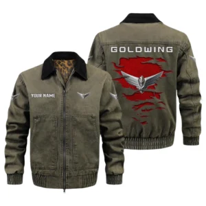 Honda Goldwing Men's Vintage Jacket Contrast Collar Zip Up Outerwear