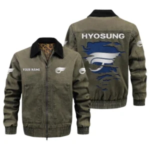 Hyosung Men's Vintage Jacket Contrast Collar Zip Up Outerwear