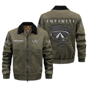 Infiniti Men's Vintage Jacket Contrast Collar Zip Up Outerwear