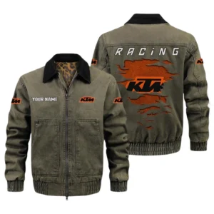 KTM Racing Men's Vintage Jacket Contrast Collar Zip Up Outerwear