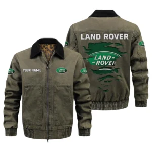 Land Rover Men's Vintage Jacket Contrast Collar Zip Up Outerwear