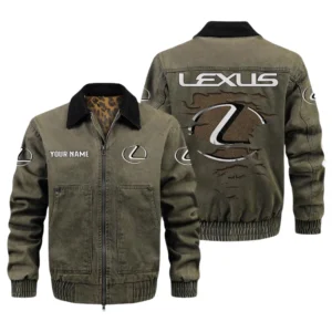Lexus Men's Vintage Jacket Contrast Collar Zip Up Outerwear