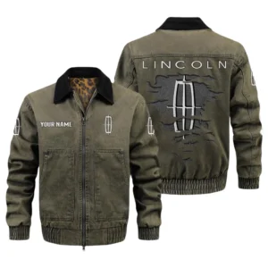 Lincoln Men's Vintage Jacket Contrast Collar Zip Up Outerwear