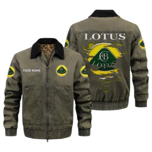 Lotus Men's Vintage Jacket Contrast Collar Zip Up Outerwear