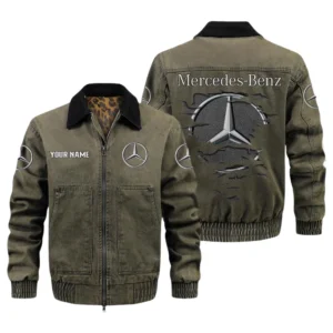 Mercedes Benz Men's Vintage Jacket Contrast Collar Zip Up Outerwear