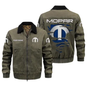 Mopar Men's Vintage Jacket Contrast Collar Zip Up Outerwear