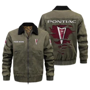 Pontiac Men's Vintage Jacket Contrast Collar Zip Up Outerwear