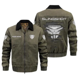 Polaris Slingshot Men's Vintage Jacket Contrast Collar Zip Up Outerwear