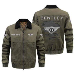 Bentley Men's Vintage Jacket Contrast Collar Zip Up Outerwear
