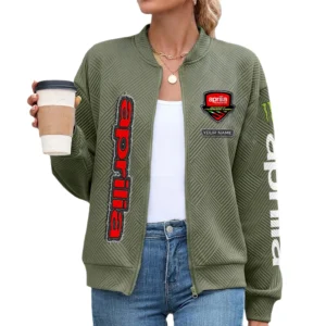 Aprilia Motorcycles Women’s Lightweight Textured Bomber Jacket Full Zip Stand Collar Outerwear Customize Name