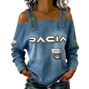 Dacia Women's Off Shoulder Top Buckle Strap Cold Shoulder Long Sleeve