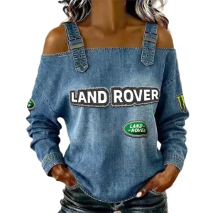 Land Rover Women's Off Shoulder Top Buckle Strap Cold Shoulder Long Sleeve
